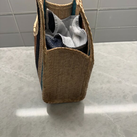 Striped Woven Straw Boho Tote Bag Boho Summer Beach Handbag - Picture 11 of 12